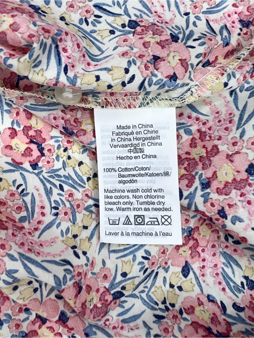 J. Crew Liberty Fabric Pink Floral Popover Blouse Cotton size 12 - Picture 5 of 7